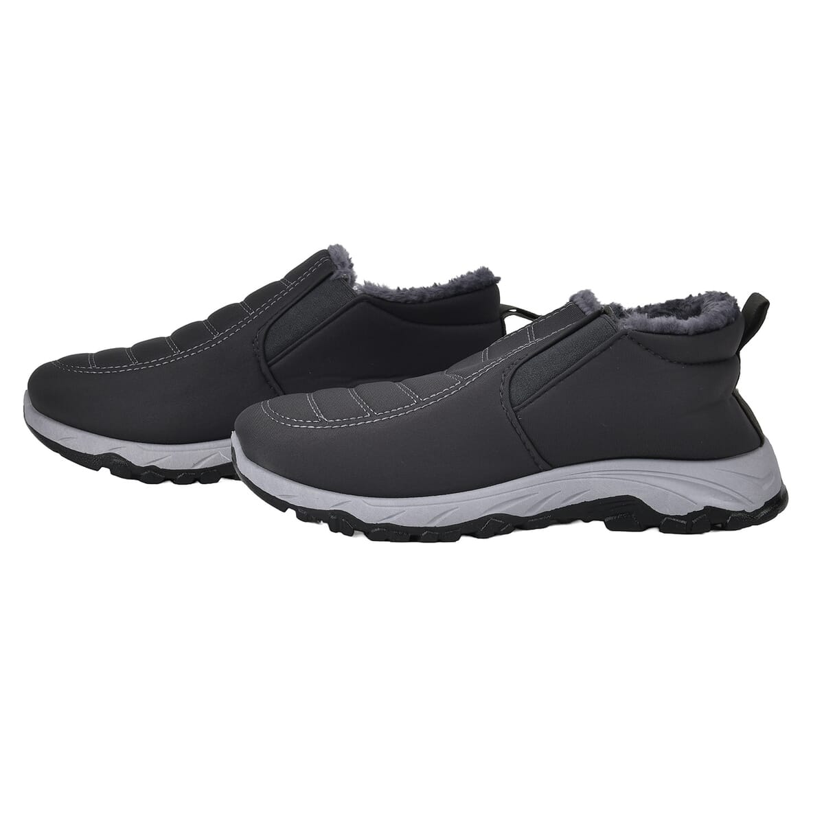 Gray Nylon Sport Shoes with Gray Fur Lining – Size 7-7.5 image number 1