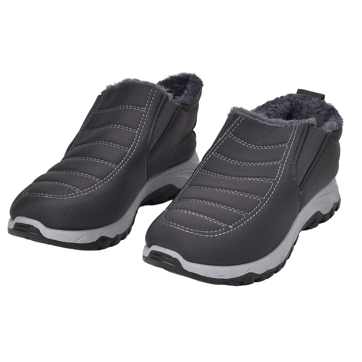 Gray Nylon Sport Shoes with Gray Fur Lining – Size 10-10.5 image number 0