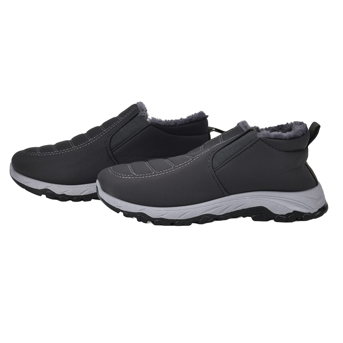 Gray Nylon Sport Shoes with Gray Fur Lining – Size 10-10.5 image number 1