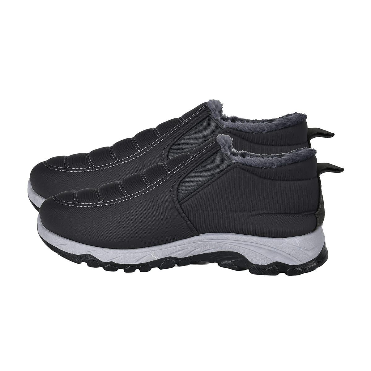 Gray Nylon Sport Shoes with Gray Fur Lining – Size 10-10.5 image number 2