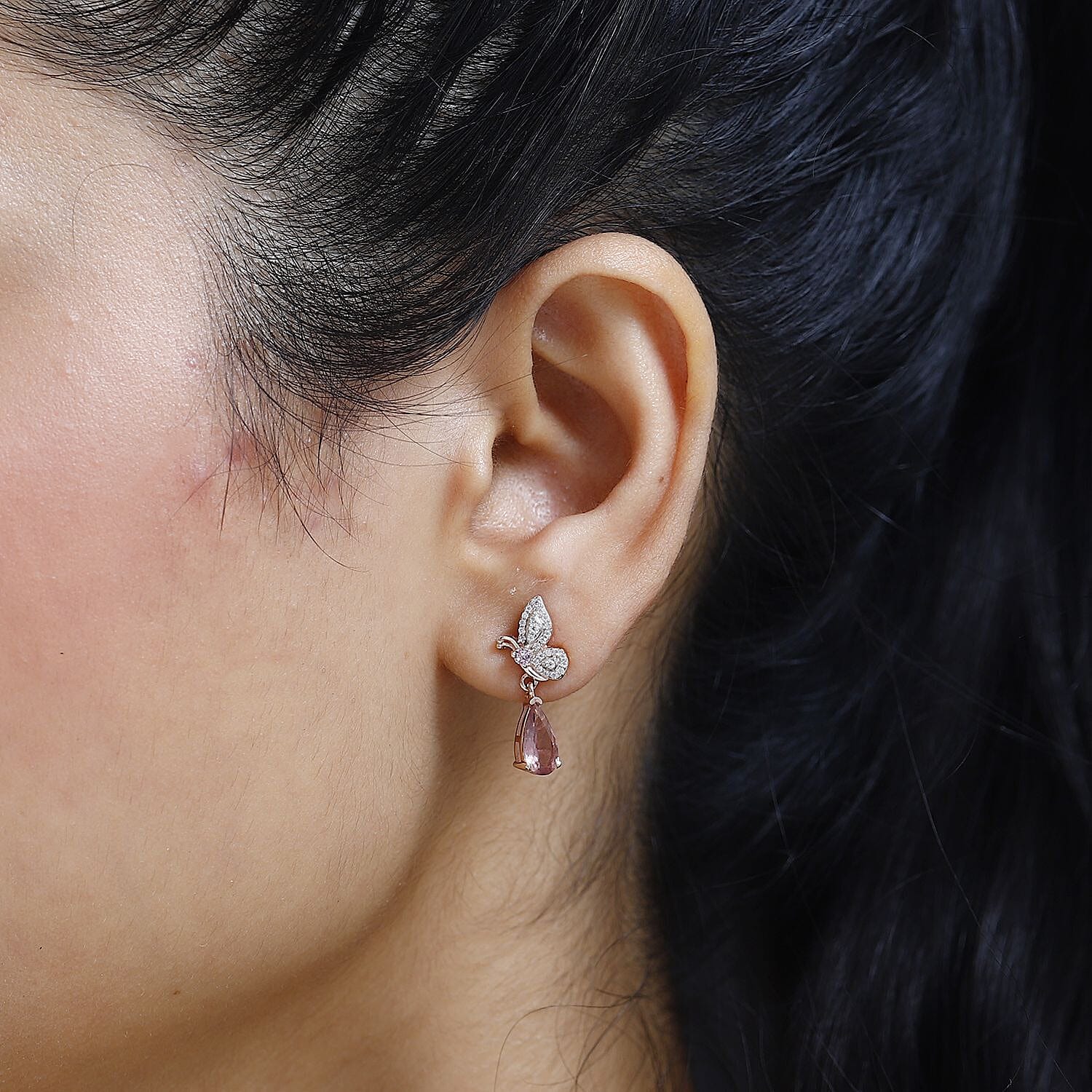 Blush Apatite and Multi Gemstone Dangle Earrings in Vermeil Rose Gold Over Sterling Silver 2.10 ctw