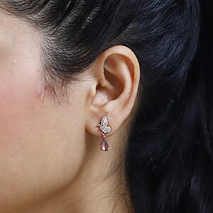 Blush Apatite and Multi Gemstone Dangle Earrings in Vermeil Rose Gold Over Sterling Silver 2.10 ctw