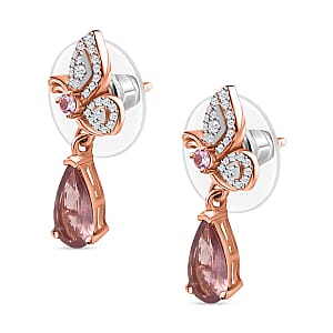 Blush Apatite and Multi Gemstone Dangle Earrings in Vermeil Rose Gold Over Sterling Silver 2.10 ctw