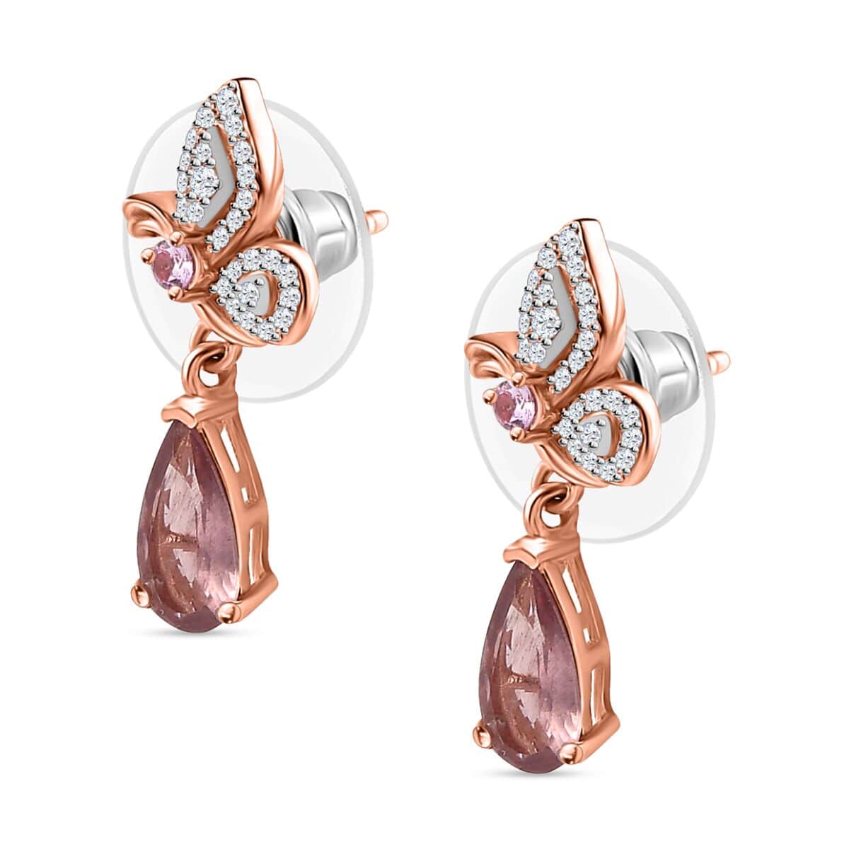 Blush Apatite and Multi Gemstone Dangle Earrings in Vermeil Rose Gold Over Sterling Silver 2.10 ctw image number 3