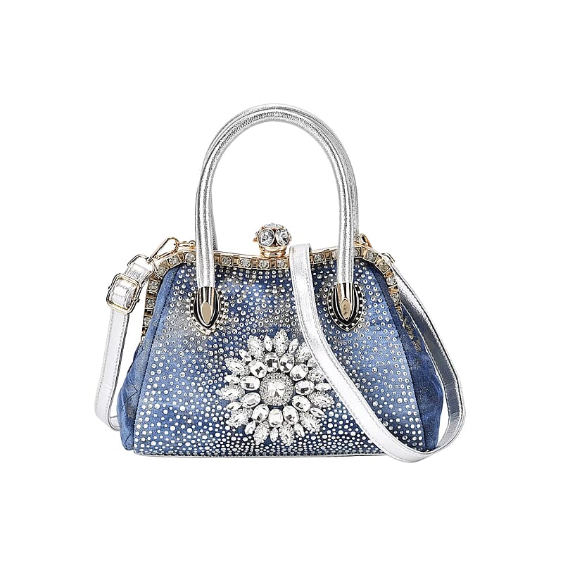 Sparkling Crystal Flower Crossbody Bag