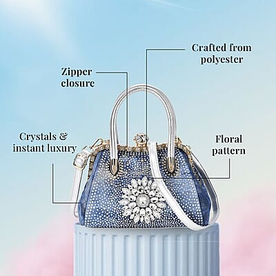 Sparkling Crystal Flower Crossbody Bag