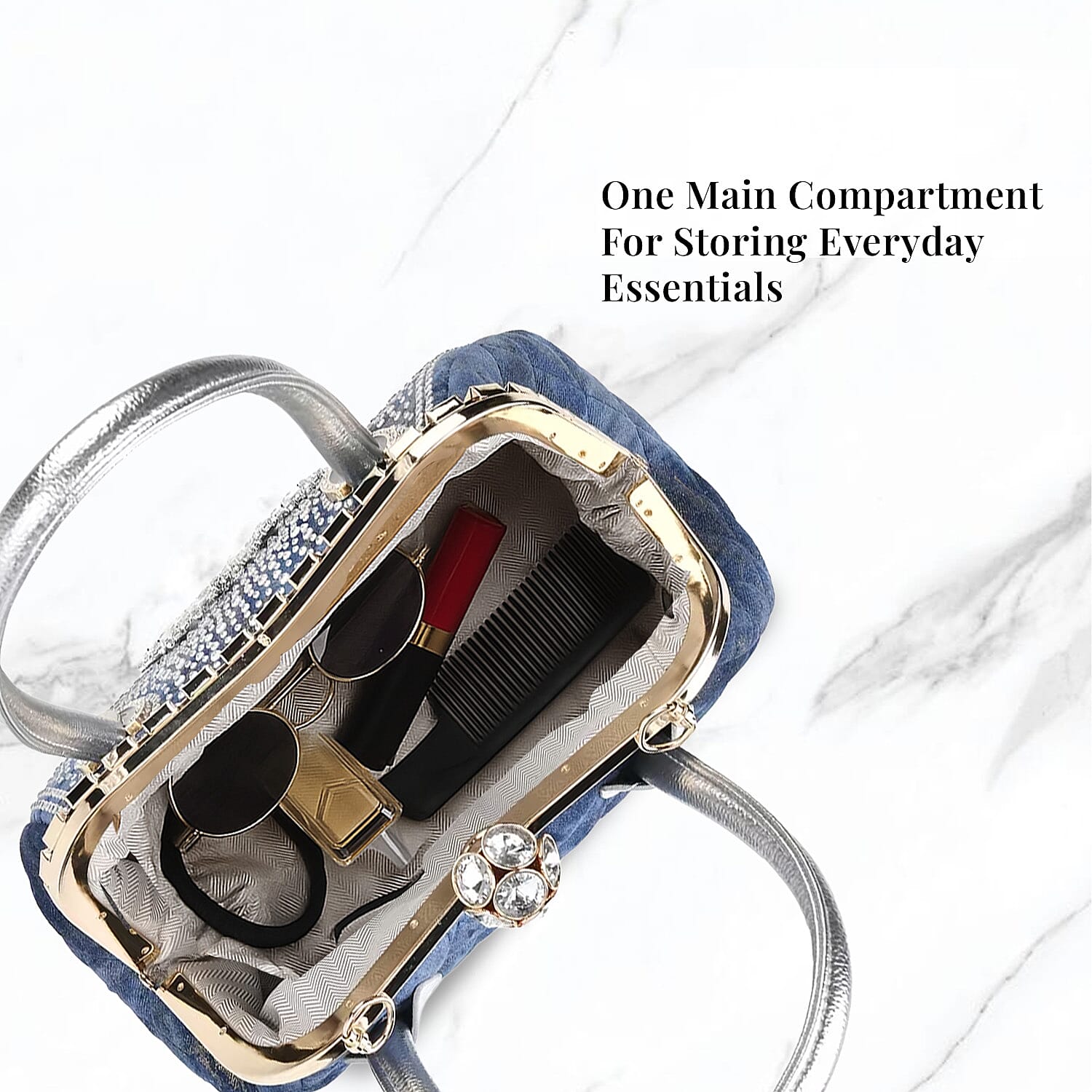 Sparkling Crystal Flower Crossbody Bag