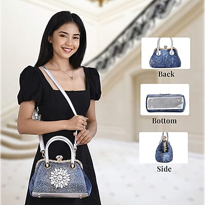 Sparkling Crystal Flower Crossbody Bag
