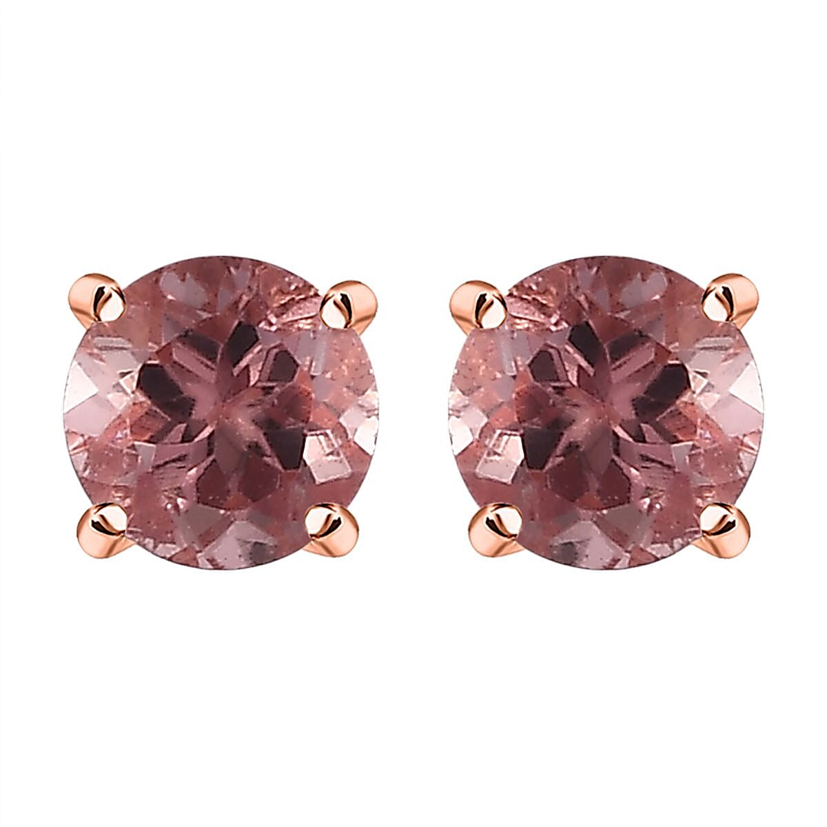 Blush Apatite Solitaire Stud Earrings in Vermeil Rose Gold Over Sterling Silver 1.15 ctw