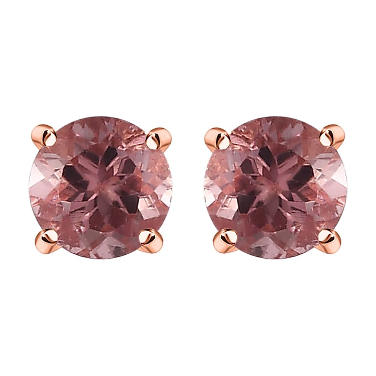 Blush Apatite Solitaire Stud Earrings in Vermeil Rose Gold Over Sterling Silver 1.15 ctw image number 0
