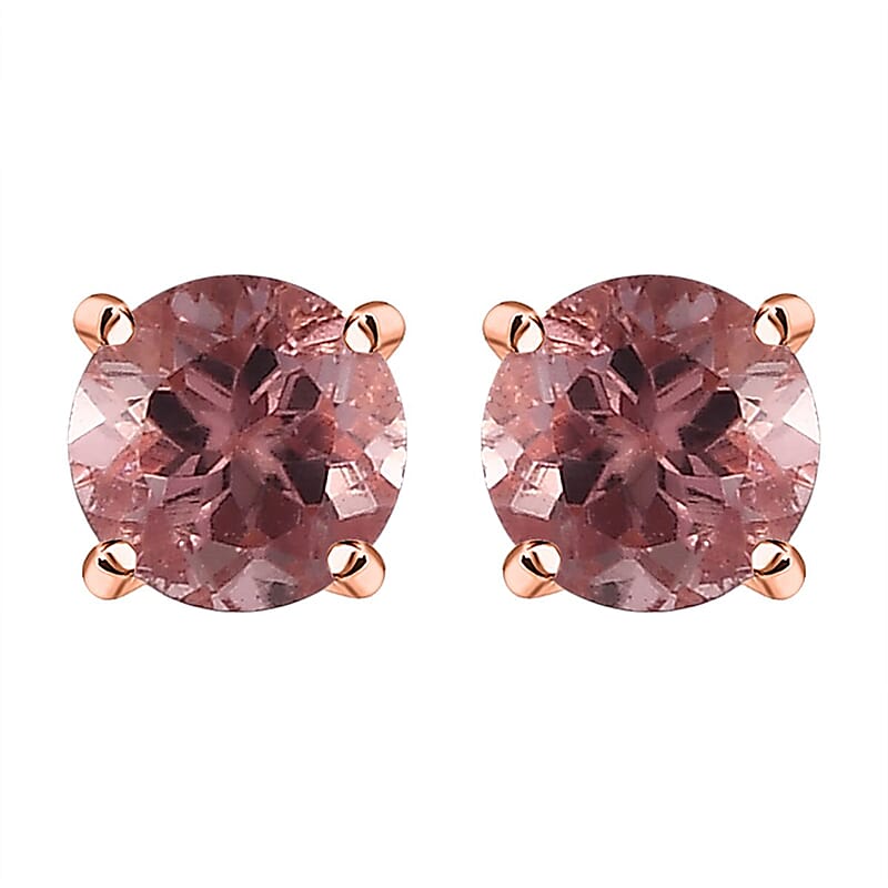 Blush Apatite Solitaire Stud Earrings in Vermeil Rose Gold Over Sterling Silver 1.15 ctw
