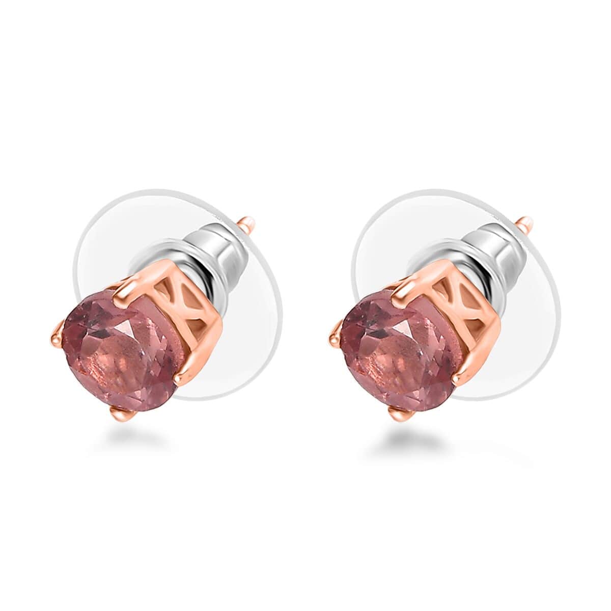 Blush Apatite Solitaire Stud Earrings in Vermeil Rose Gold Over Sterling Silver 1.15 ctw image number 3