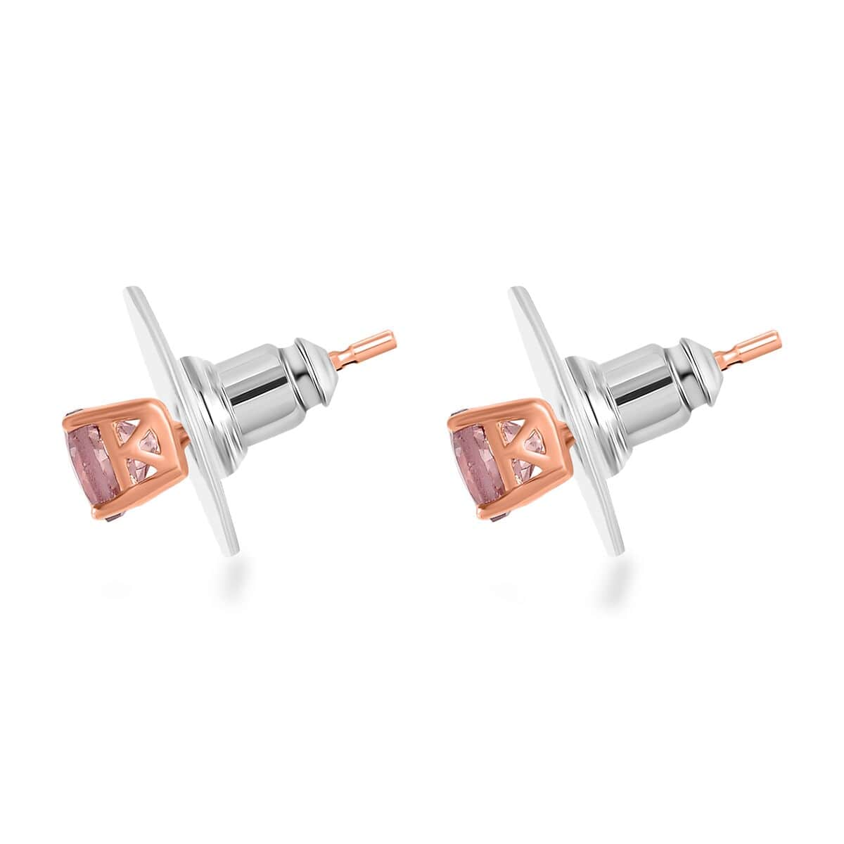 Blush Apatite Solitaire Stud Earrings in Vermeil Rose Gold Over Sterling Silver 1.15 ctw image number 4