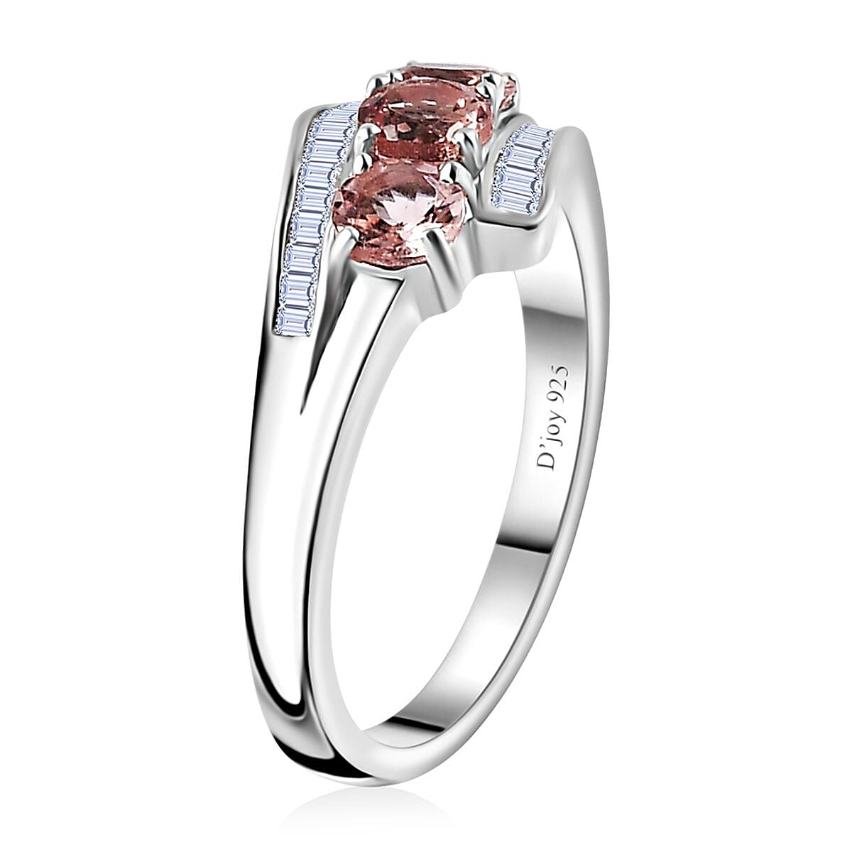 Blush Apatite and Diamond Ring in Platinum Over Sterling Silver (Size 10.0) 1.10 ctw
