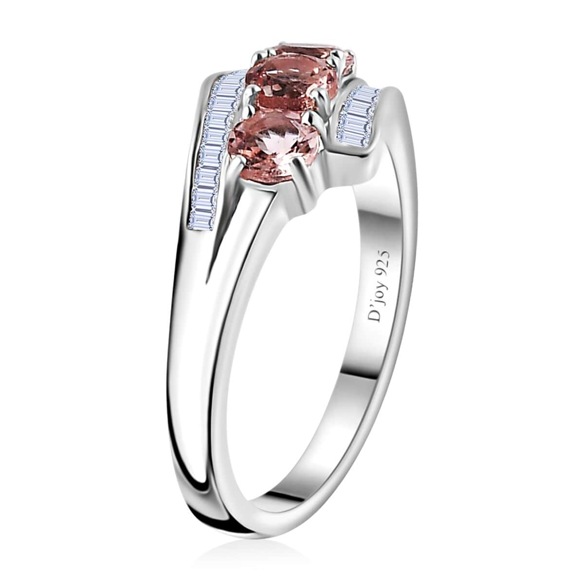 Blush Apatite, Diamond (0.18 cts) Ring in Platinum Over Sterling Silver (Size 7.0) 1.10 ctw image number 3