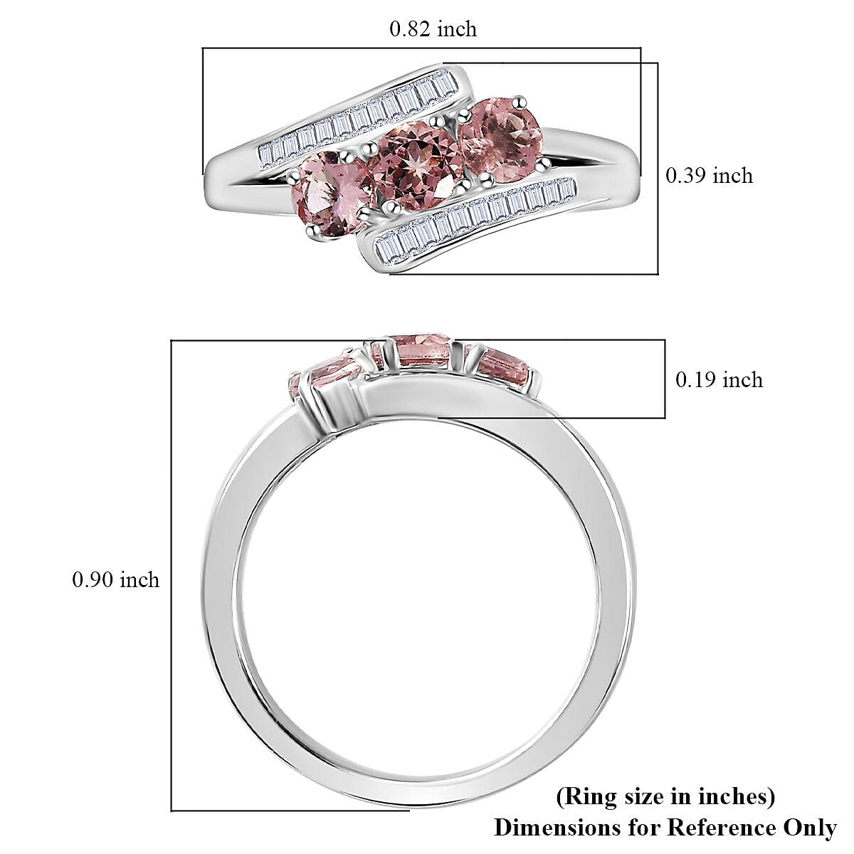 Blush Apatite and Diamond Ring in Platinum Over Sterling Silver (Size 10.0) 1.10 ctw