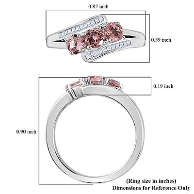 Blush Apatite and Diamond Ring in Platinum Over Sterling Silver (Size 10.0) 1.10 ctw