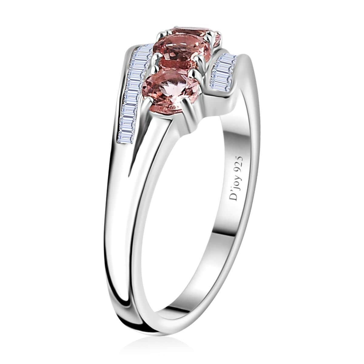 Blush Apatite and Diamond Ring in Platinum Over Sterling Silver (Size 7.0) 1.10 ctw image number 3