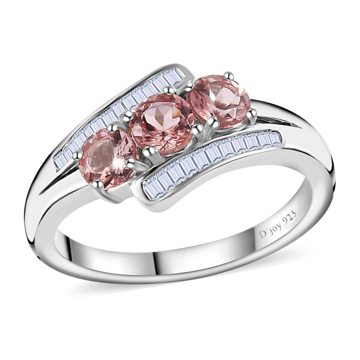 Blush Apatite and Diamond Ring in Platinum Over Sterling Silver (Size 8.0) 1.10 ctw image number 0
