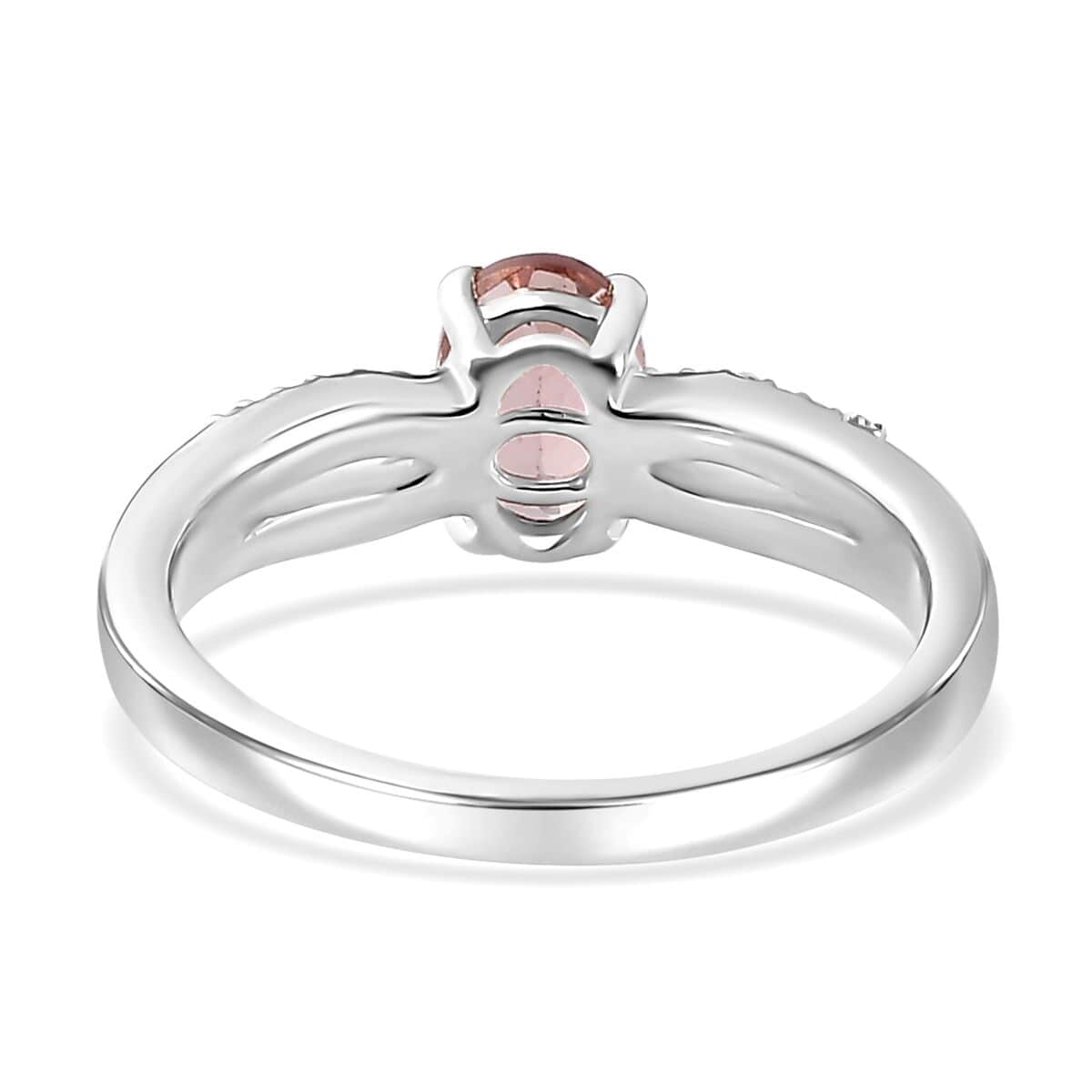 Blush Apatite and Moissanite Ring in Platinum Over Sterling Silver (Size 10.0) 0.90 ctw image number 4