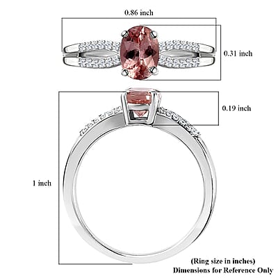 Blush Apatite and Moissanite Ring in Platinum Over Sterling Silver (Size 10.0) 0.90 ctw