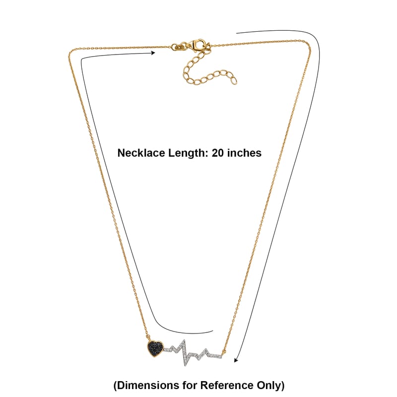 Premium Kanchanaburi Blue Sapphire and White Zircon 0.60 ctw Necklace in 18K Vermeil Yellow Gold Over Sterling Silver 20 Inches