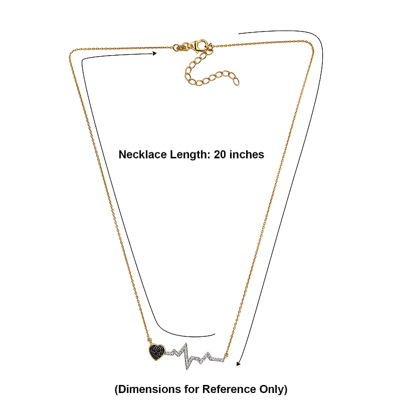 Premium Kanchanaburi Blue Sapphire and White Zircon 0.60 ctw Necklace in 18K Vermeil Yellow Gold Over Sterling Silver 20 Inches