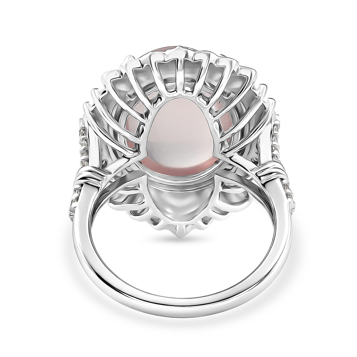 Galilea Rose Quartz and Multi Gemstone 11.10 ctw Ring in Rhodium Over Sterling Silver (Size 7.0)