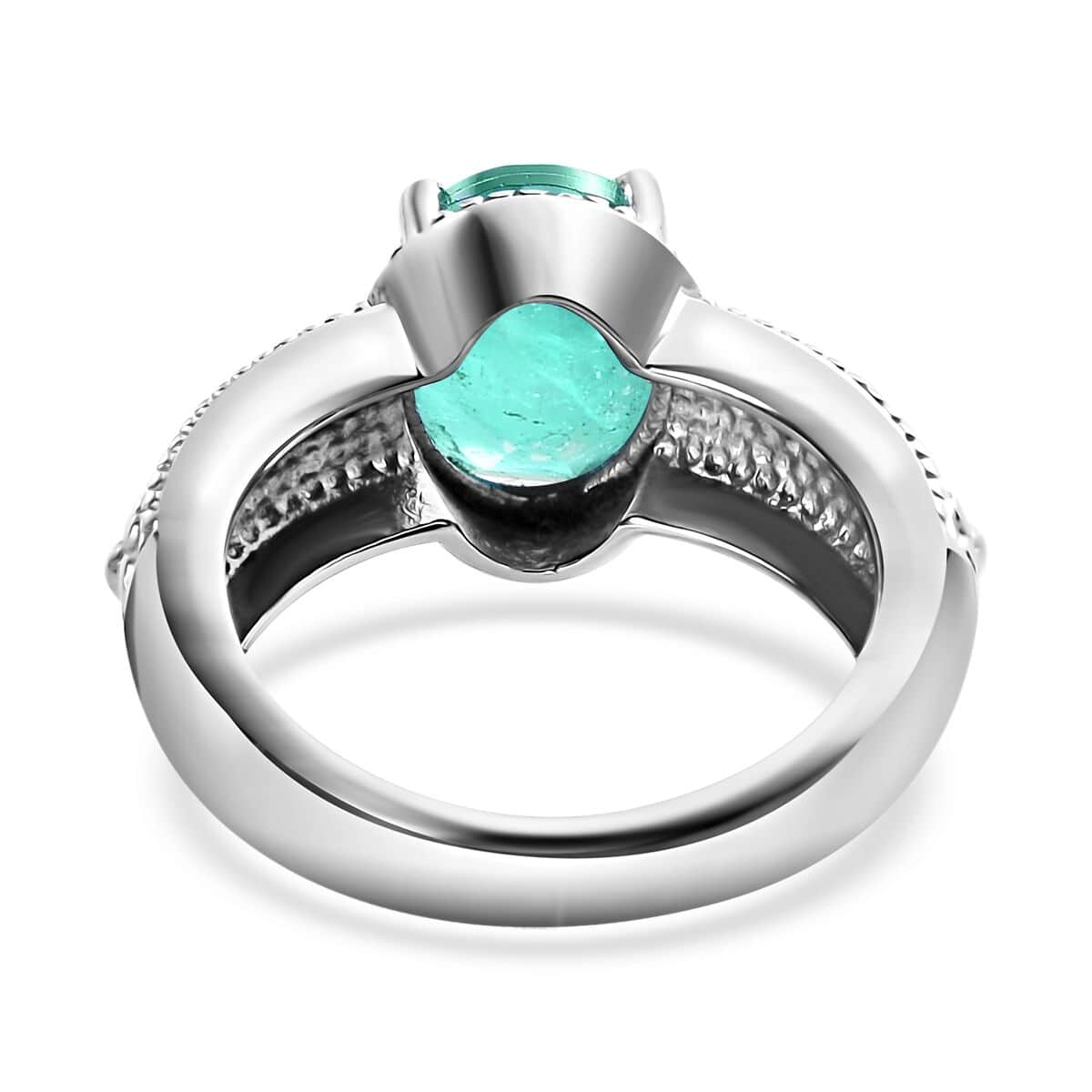 Emeraldine Quartz (Triplet) Solitaire Ring in Stainless Steel (Size 10.0) 3.10 ctw image number 4