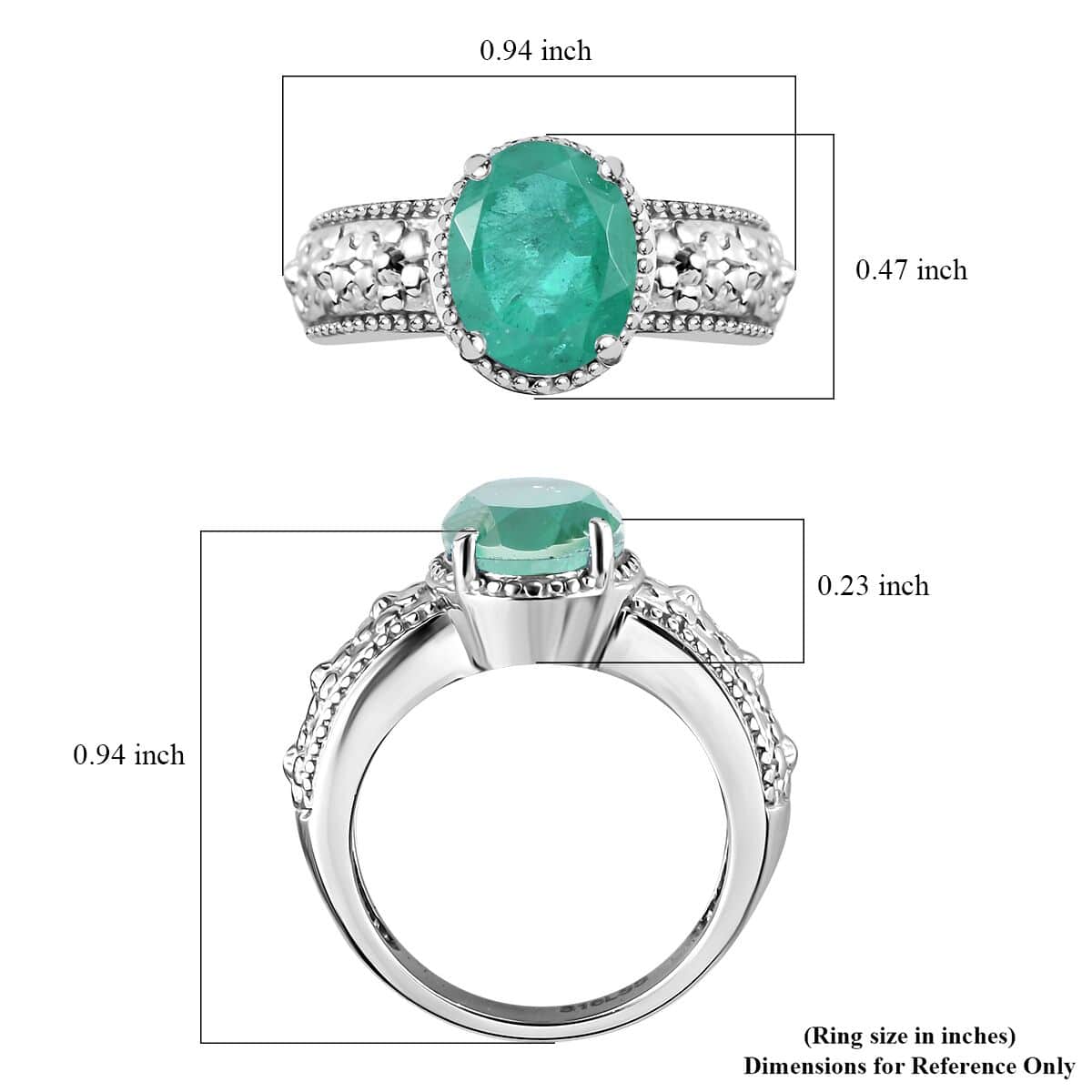 Emeraldine Quartz (Triplet) Solitaire Ring in Stainless Steel (Size 10.0) 3.10 ctw image number 5