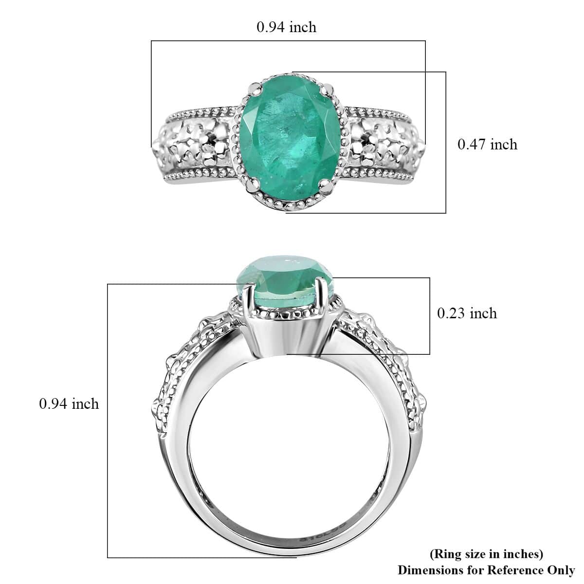 Emeraldine Quartz (Triplet) Solitaire Ring in Stainless Steel (Size 6.0) 3.10 ctw image number 5