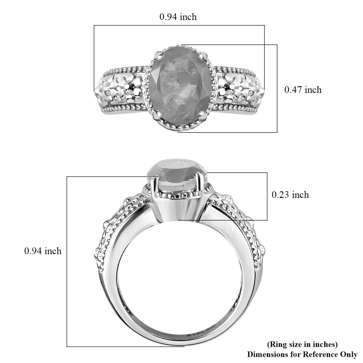 Emeraldine Quartz (Triplet) Solitaire Ring in Stainless Steel (Size 7.0) 3.10 ctw image number 5