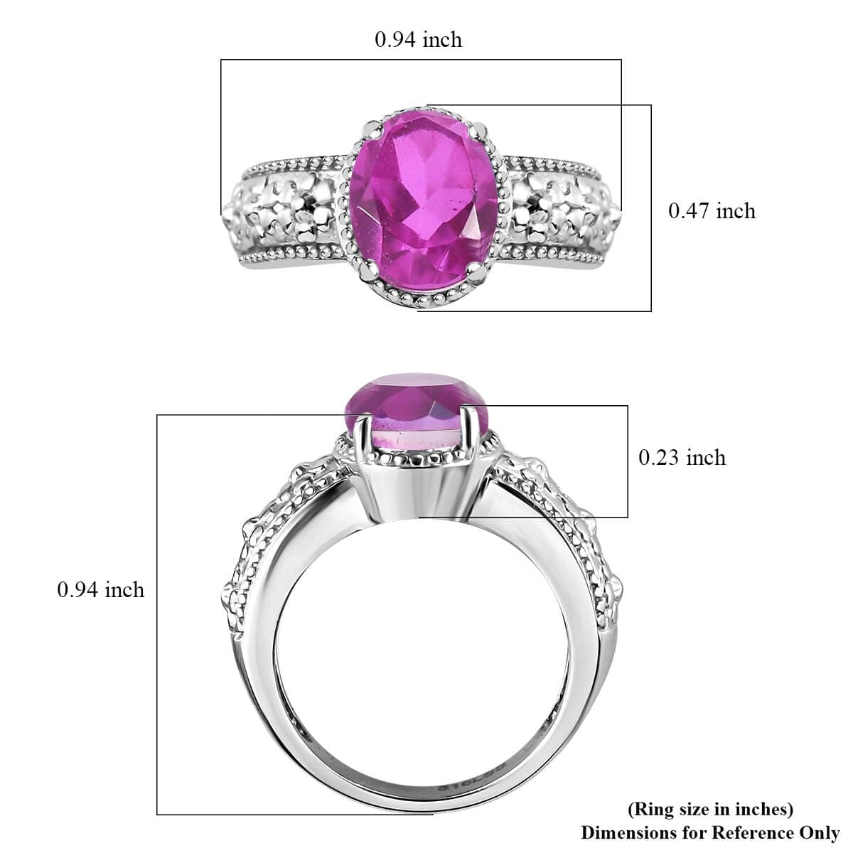 Radiant Orchid Quartz (Triplet) Solitaire Ring in Stainless Steel (Size 10.0) 3.10 ctw image number 5