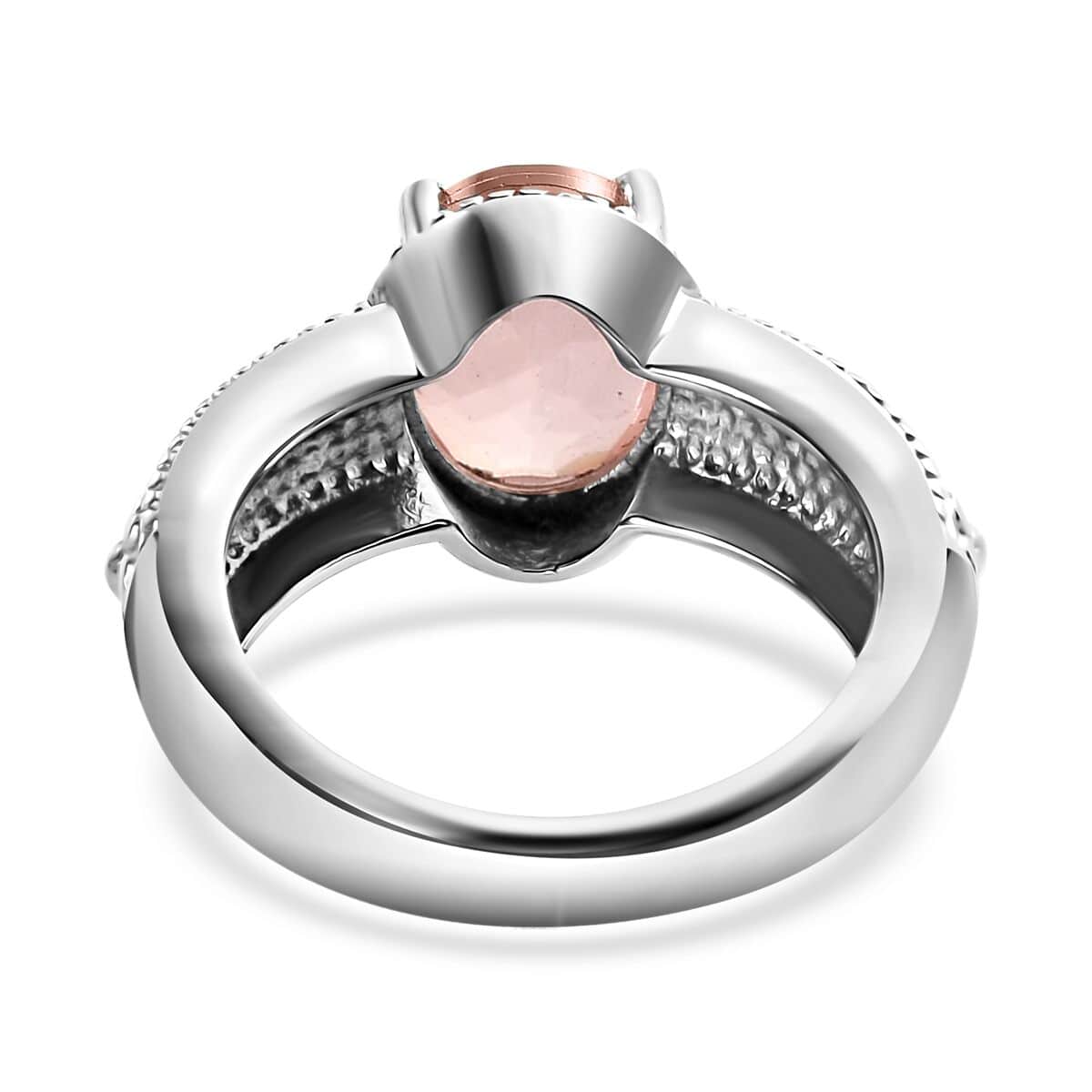 Morganique Quartz (Triplet) Solitaire Ring in Stainless Steel (Size 6.0) 3.00 ctw image number 4
