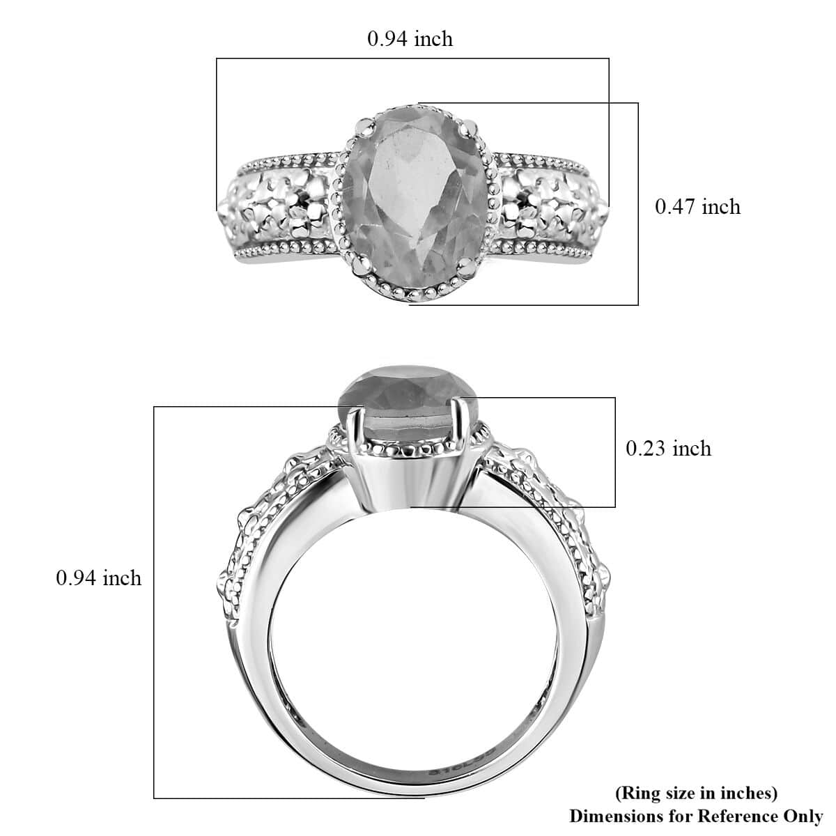 Morganique Quartz (Triplet) Solitaire Ring in Stainless Steel (Size 6.0) 3.00 ctw image number 5