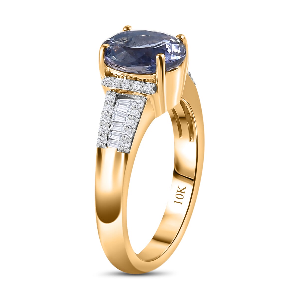 Luxoro 10K Yellow Gold Premium Peacock Tanzanite and Diamond G-H I2 Ring (Size 9.0) 4 Grams 2.85 ctw With Free Tanzanite Book  image number 3