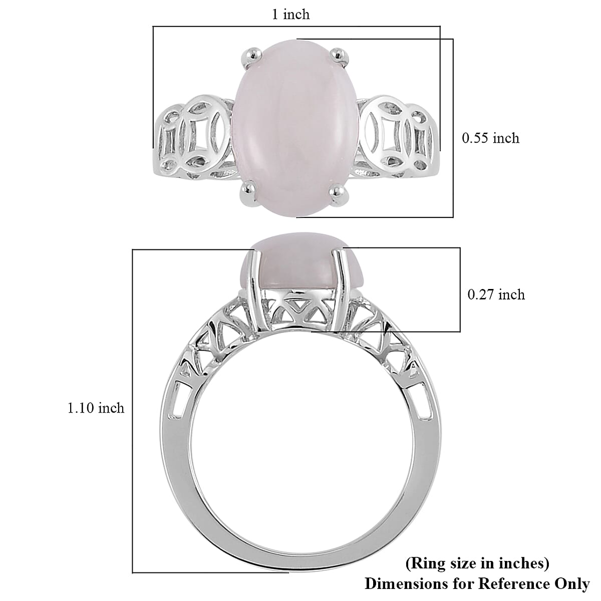 Natural Jade Money Coin Ring in Platinum Over Sterling Silver (Size 10.0) 6.65 ctw