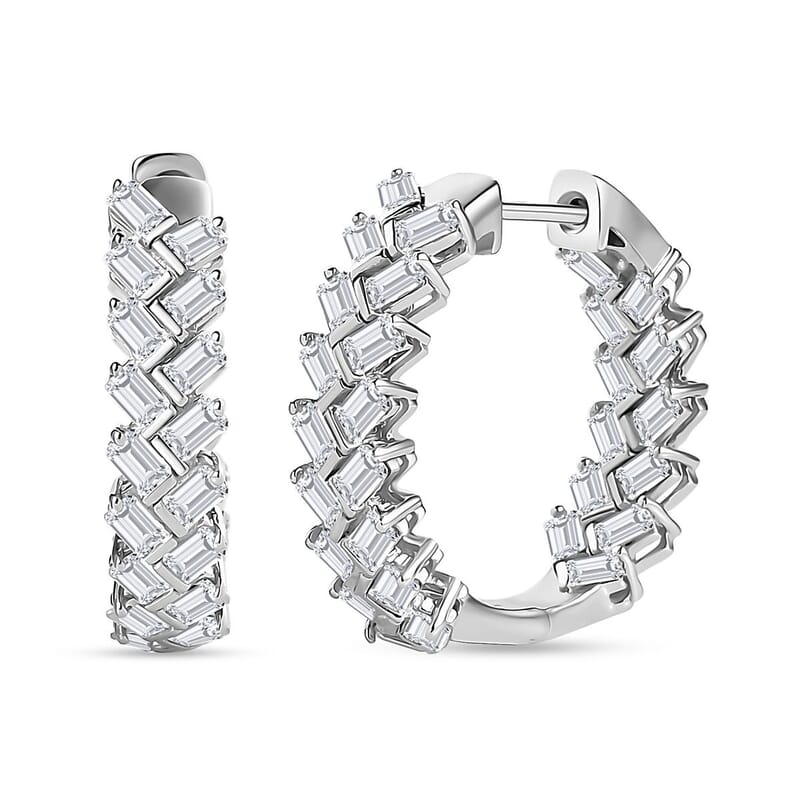 White Zircon Sun Rays Earrings in Platinum Over Sterling Silver 5.00 ctw