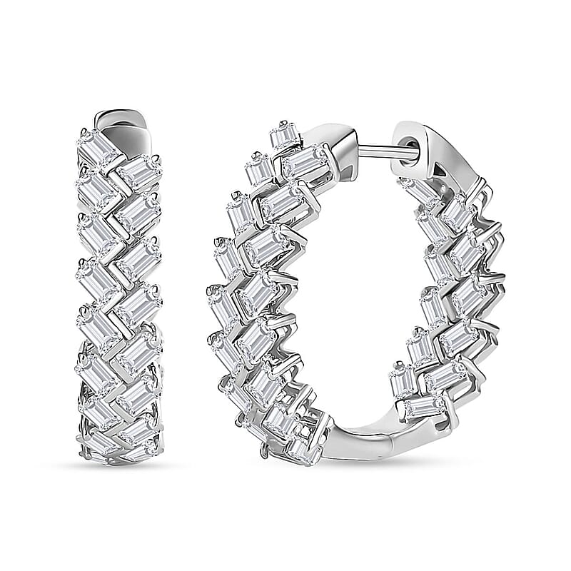 White Zircon Sun Rays Earrings in Platinum Over Sterling Silver 5.00 ctw