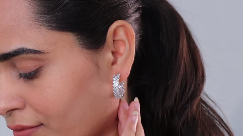 White Zircon Sun Rays Earrings in Platinum Over Sterling Silver 5.00 ctw