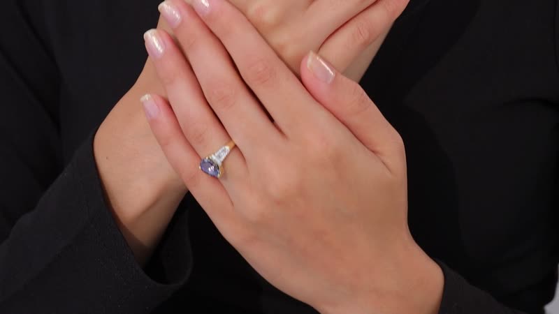 Luxoro 10K Yellow Gold Premium Peacock Tanzanite, Diamond (G-H, I2) (0.25 cts) Ring (Size 10.0) (4 g) 2.85 ctw
