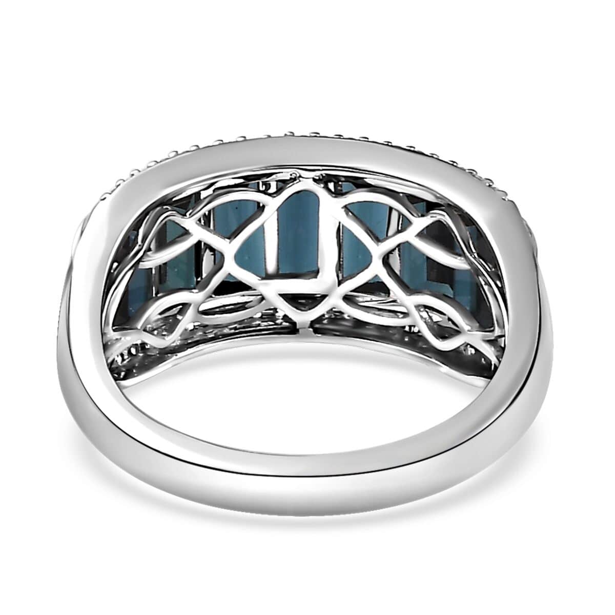 Luxoro 14K White Gold AAA Monte Belo Indicolite and G-H I2 Diamond Ring (Size 7.0) 4.70 Grams 3.10 ctw image number 4