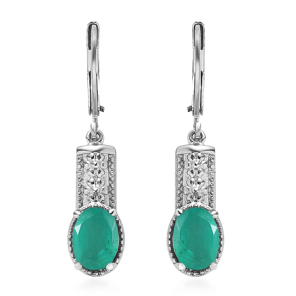 Emeraldine Quartz (Triplet) Lever Back Earrings in Stainless Steel 3.20 ctw