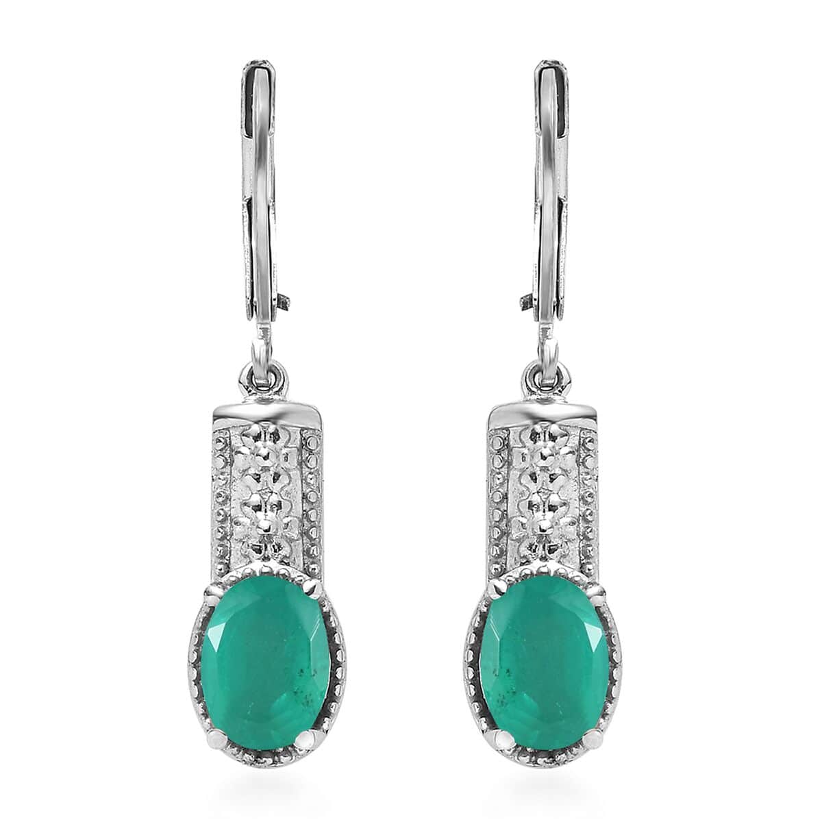 Emeraldine Quartz (Triplet) Lever Back Earrings in Stainless Steel 3.20 ctw image number 0