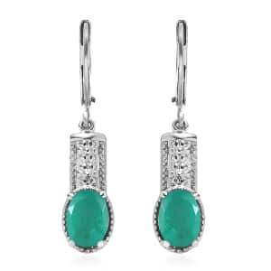 Emeraldine Quartz (Triplet) Lever Back Earrings in Stainless Steel 3.20 ctw