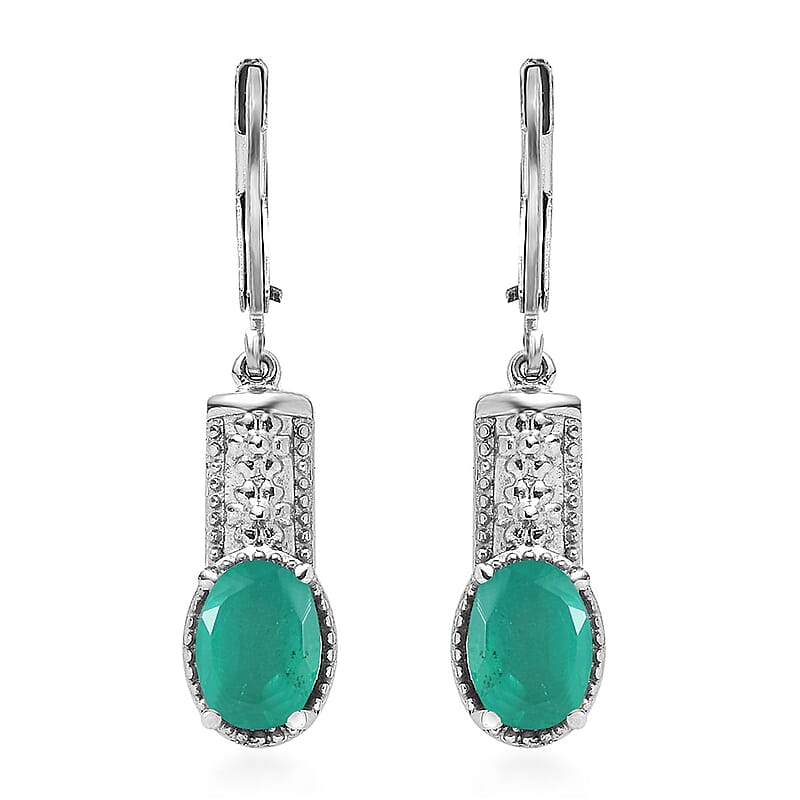 Emeraldine Quartz (Triplet) Lever Back Earrings in Stainless Steel 3.20 ctw