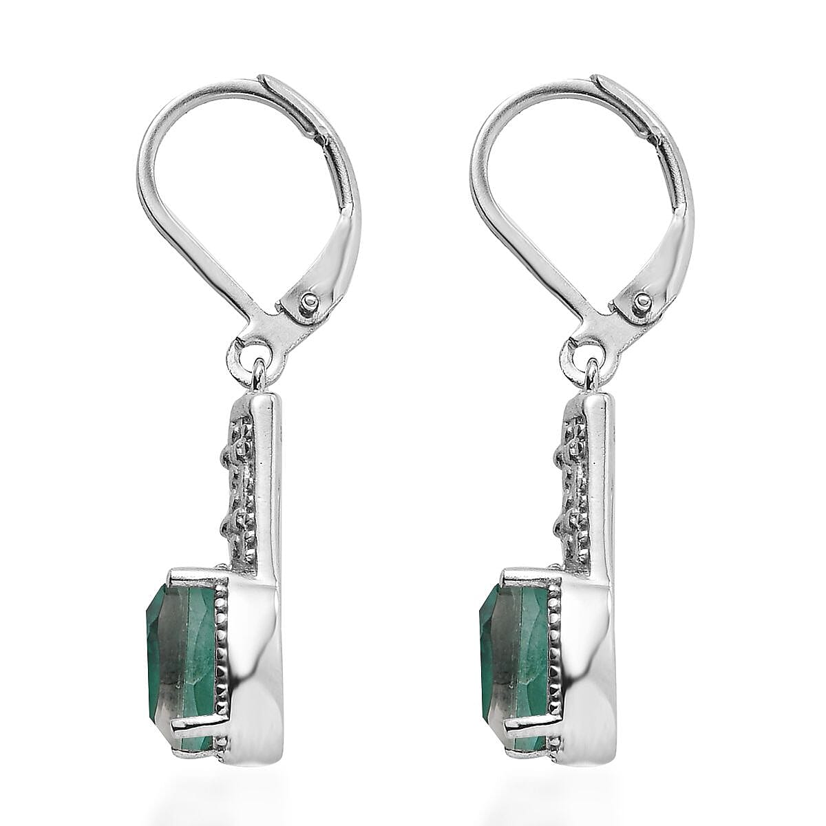 Emeraldine Quartz (Triplet) Lever Back Earrings in Stainless Steel 3.20 ctw