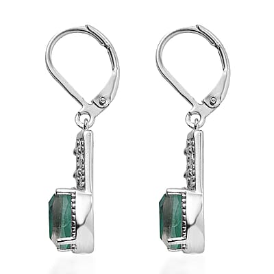 Emeraldine Quartz (Triplet) Lever Back Earrings in Stainless Steel 3.20 ctw