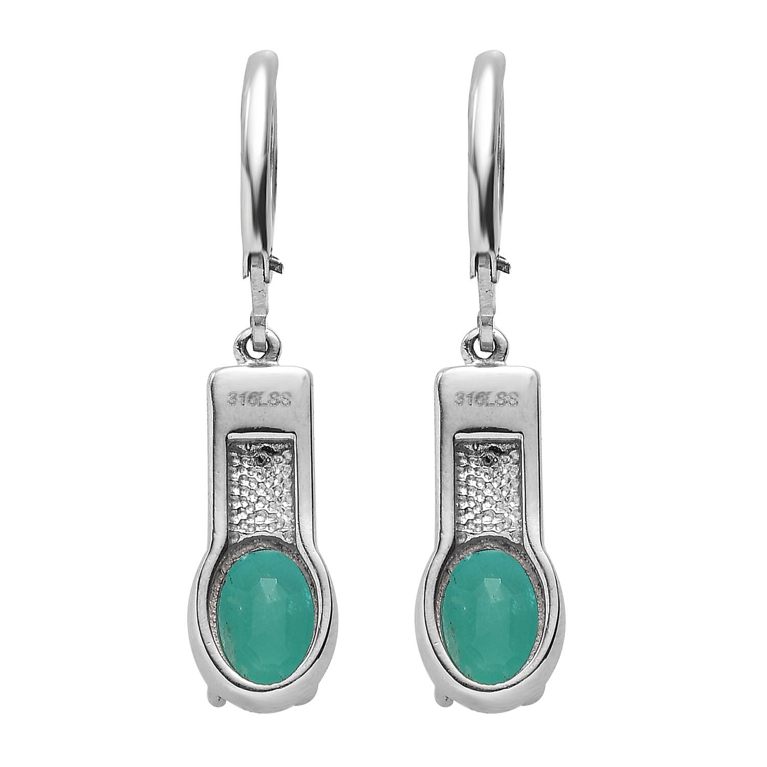 Emeraldine Quartz (Triplet) Lever Back Earrings in Stainless Steel 3.20 ctw