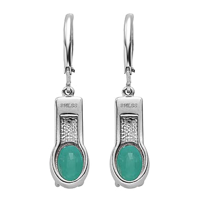 Emeraldine Quartz (Triplet) Lever Back Earrings in Stainless Steel 3.20 ctw